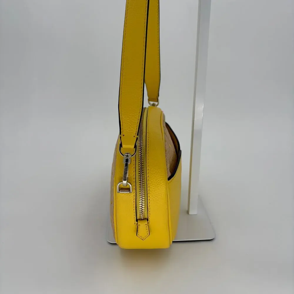 Kate Spade Astrid Yellow Pebbled Leather & Straw Crossbody Bag W/ Dustbag
